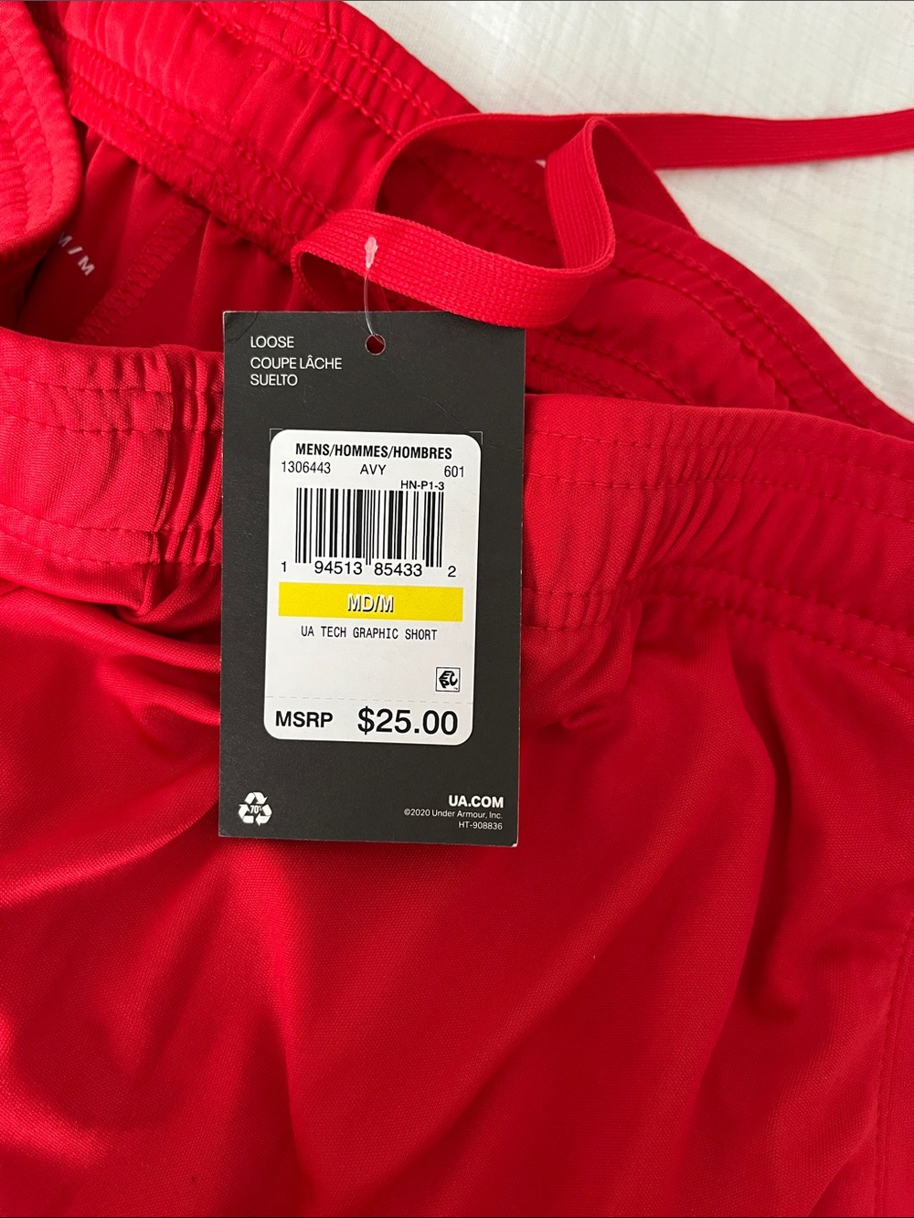 Men’s Red Athletic Training Shorts with Black Logo | Under Armour | Medium - Picture 4 of 4
